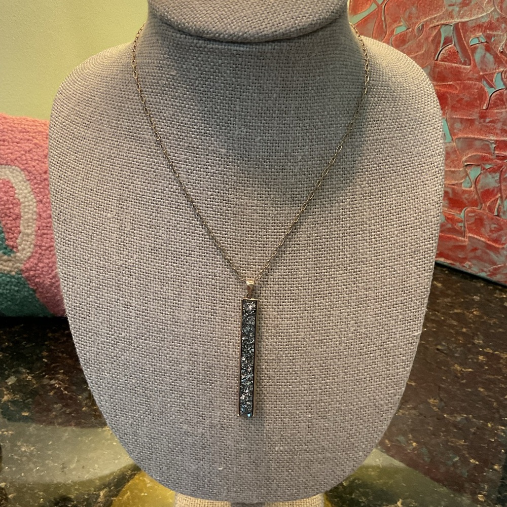 Francesca's Collections Silver Necklace with Black Pendant